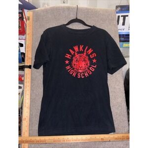 Nike X Stranger Things Hawkins High School Black Red Tee Shirt Men's Size Small